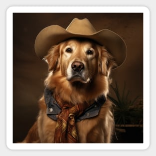 Cowboy Dog - Golden Retriever Magnet